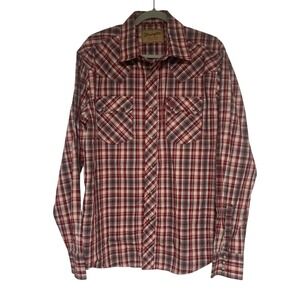 Wrangler Retro Red Plaid Pearl Snap Western Shirt Mens Large
